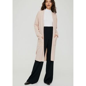 Aritzia Babaton Lance Open Front Cardigan In Blush Pink Long Line Knit Size XS